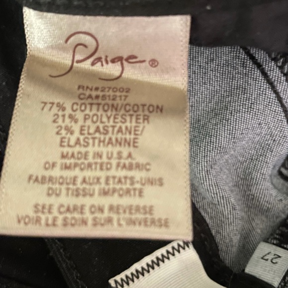 PAIGE Edgemont black skinny jean zipper detail size 27 - Picture 6 of 8